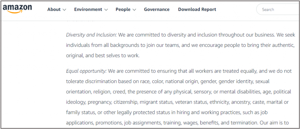 Amazon EEO statement