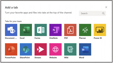Add a tab in a channel