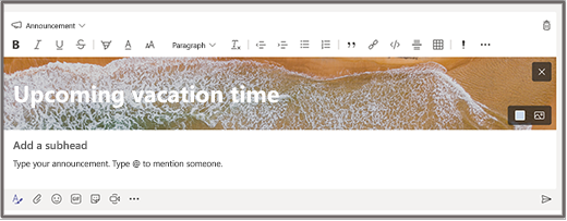 Create an announcement in a channel