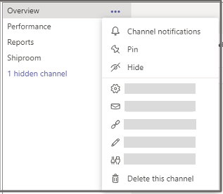 Hide a Team or Channel