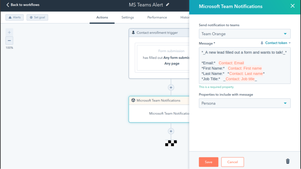 HubSpot automation MSteams