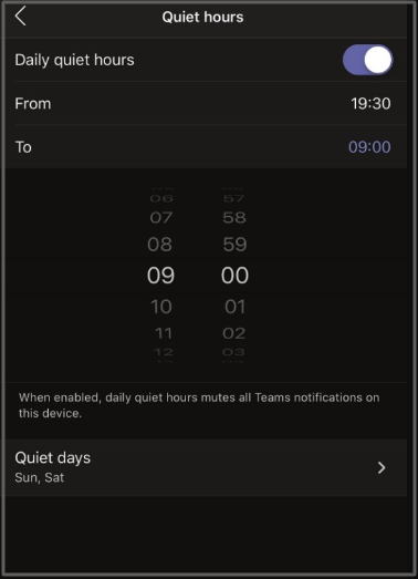 Quiet hours and Quiet days