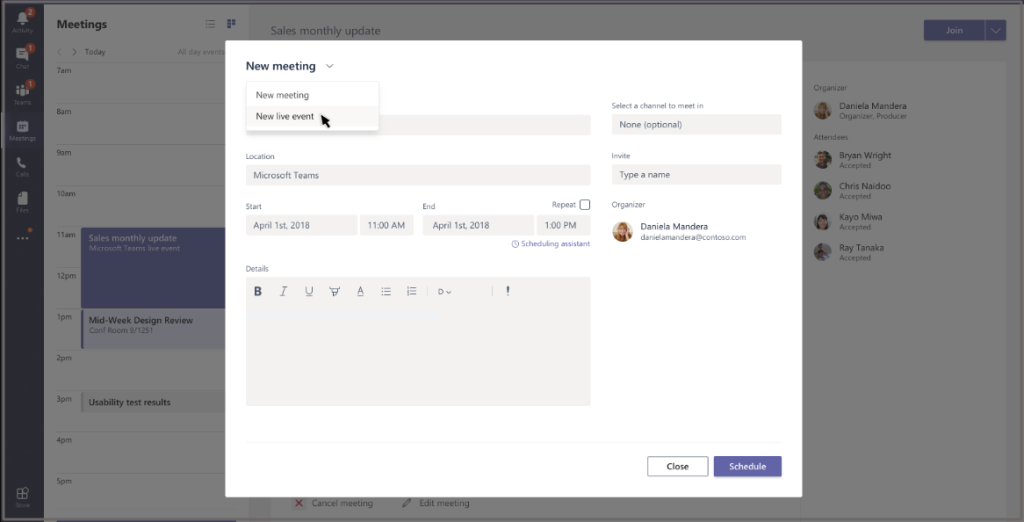 Schedule a Live Event