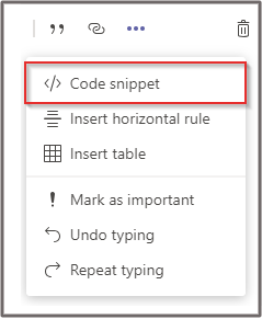Send code snippets in a message