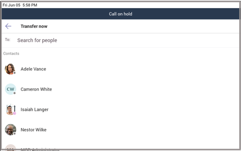 Transfer a call to your contacts