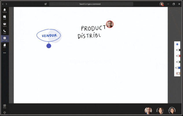 Use ink on a whiteboard in a Teams meeting