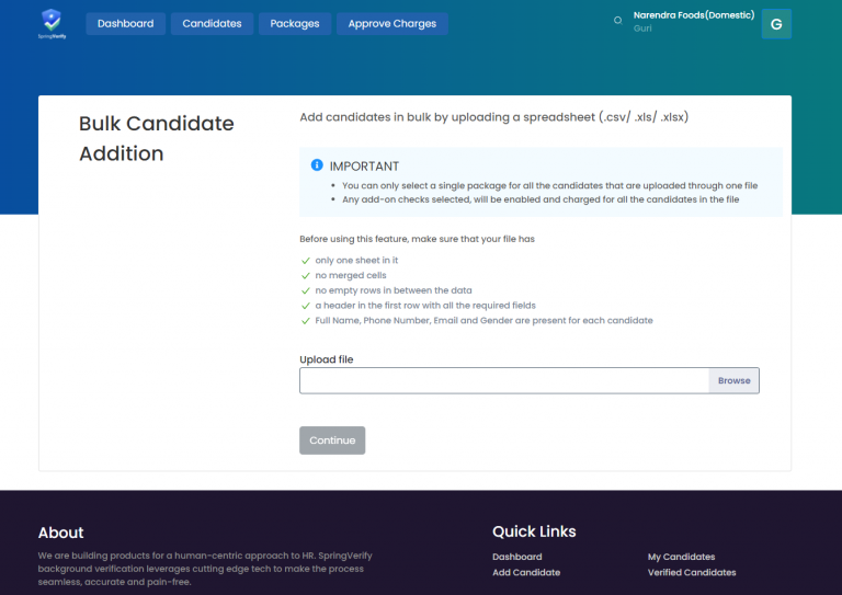 Bulk Candidate Addition